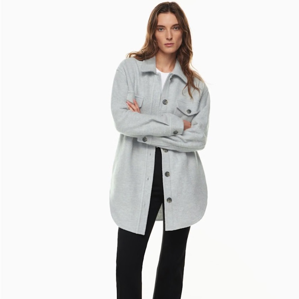 🩶 Aritzia Wilfred Free The Ganna Shirt Jacket wool jacket XS grey Perfect! 🩶